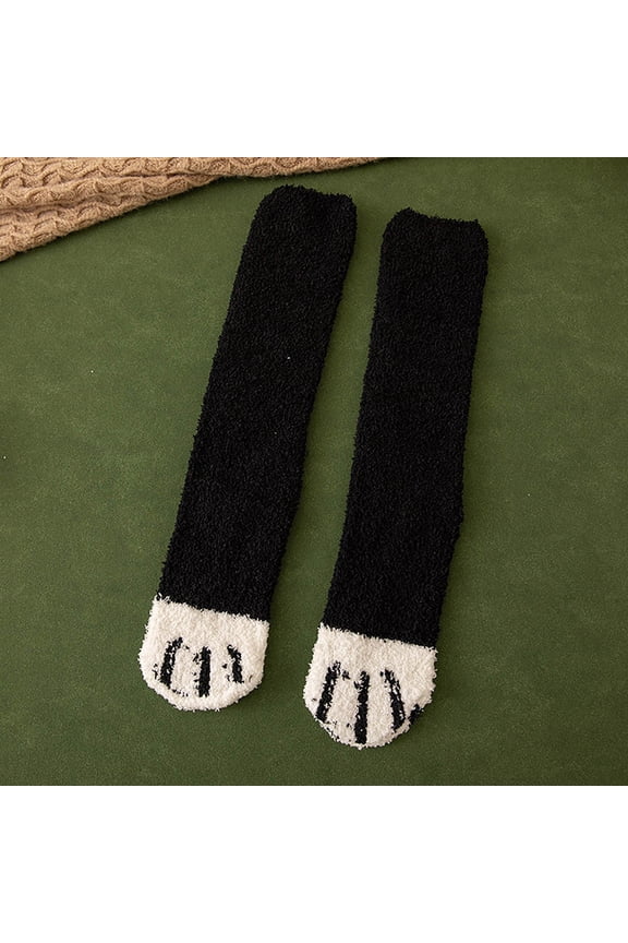 Christmas Black Thigh High Socks Autumn Stockingswomen Fuzzy Socks Cozy Soft Fluffy Cute Animal Slipper Socks Sleeping Warm Socks for
