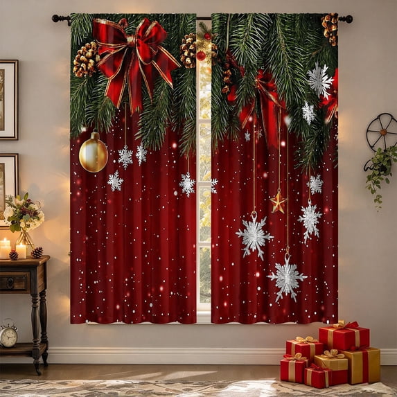 Christmas Blackout Curtains, 2 Panel Holiday Window Curtain Set, Light Blocking Window Drapes, Seasonal Home Window Decor, 23.6x59 inch