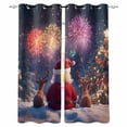 thumbnail image 1 of Christmas Blackout Curtains for Bedroom/Living Room, Thermal Insulated Kitchen Curtains, Santa Deer Fireworks Snowflake Xmas Grommet Darkening Window Treatment Drapes 27.5"x39"x2, 1 of 8