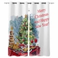 thumbnail image 1 of Christmas Blackout Curtains | Light Blocking Print Window Curtains, Watercolor Xmas Tree Dessert Snowflake Thermal Insulated Window Drapes for Living Room Kitchen Cafe (2 Panels, 104"W x 45"L), 1 of 7