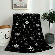 Christmas Blanket 27-80in White Snow Scene Plush Thick Warm Throw for Sofa Bed Winter Decor by OVFUIZ