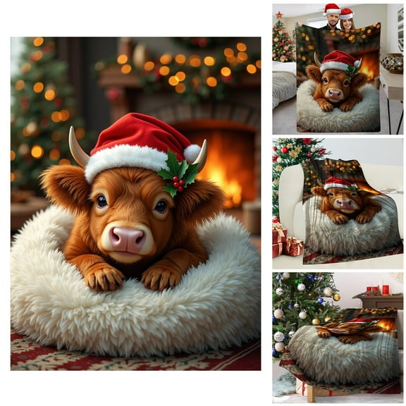 Christmas Blanket Christmas Cattle Blanket Winter Blanket Leisure Soft Blanket Warm Nap Blanket Christmas Blanket For Winter For Christmas D Blanket Easy To Use