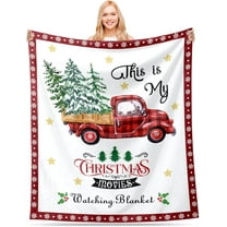 Christmas Blanket, This is My Christmas Movie Watching Blanket, Soft Flannel Xmas Tree Farm Truck Throw Blankets, Winter Holiday Throw Blanket for Couch Sofa Bed, Christmas Decorations
