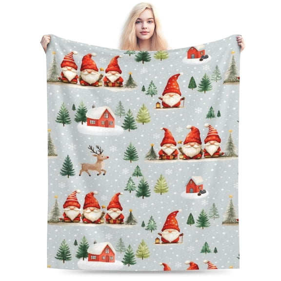 Christmas Blanket Christmas Santa Claus Throw Blanket Gifts , Cute Reindeer Winter Snowflake Christmas Tree Soft Flannel Blanket 50x40