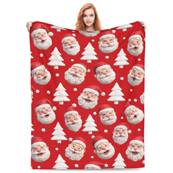 Christmas Blanket, Classic Santa Claus Artwork, Festive Winter Pattern, Soft Flannel Throw 50x40