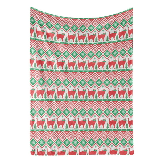Christmas Blanket Clear Cat Pattern Soft Skin Friendly Festival Printing Blanket for All Seasons 100x120cm/39.4x47.2in