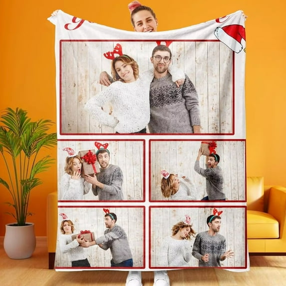 Christmas Blanket Customized Blankets with Photos Custom Blanket with Picture as Christmas Birthday Anniversy Gift Personalized Throw Blankets for Boyfriend Girlfriend Wife