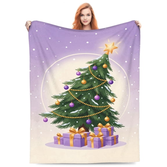 Christmas Blanket Flannel Festive Christmas Tree Holiday Design All Season Throw Soft Warm Plush Home Decor for Couch and Bed 50x40