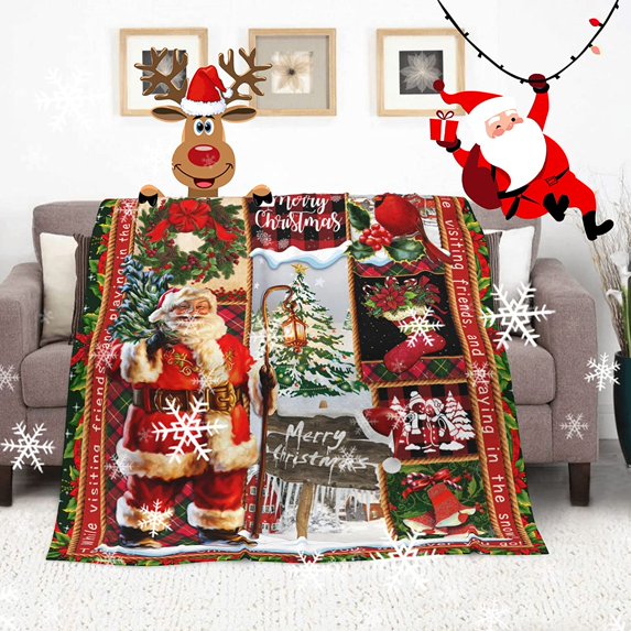 Christmas Blanket Gift, 50"x60" Xmas Gifts for Women Girls Boys Daughter Son Christmas Throw Blanket Appreciation Santa Claus Gift