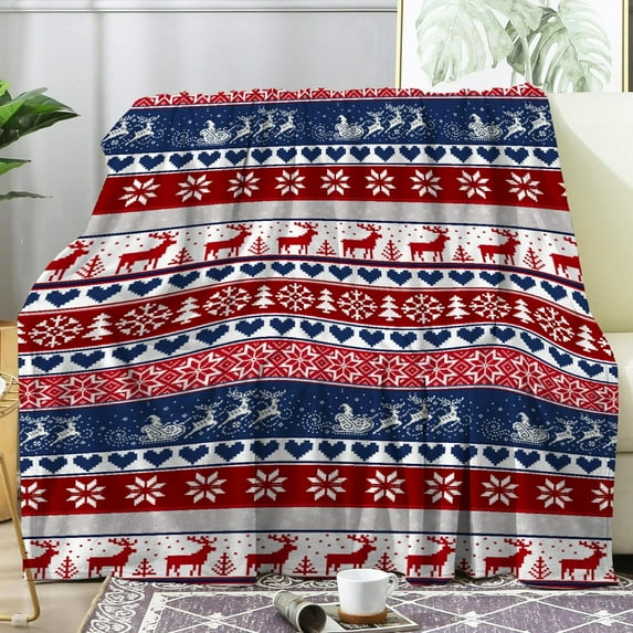 Christmas Blanket Gift for Boys Girls, Christmas Snow Moose Throw Blanket Gifts for Kids Reindeer Decor Christmas tree Plush Soft Lightweight Flannel Fleece Snowflakes Blankets for Sofa Bed 50x40In