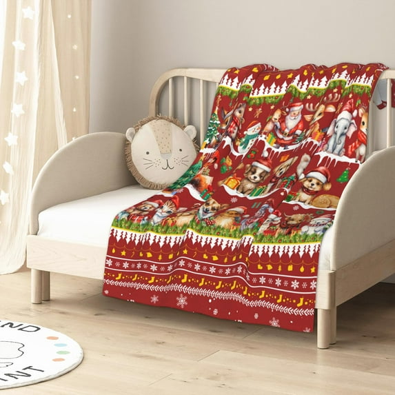 Christmas Blanket Gifts, Christmas Throw Blanket Printed Flannel Blanket Cute Animal Snowman Santa Claus Blanket Christmas Decoration for Bed Sofa,39x59