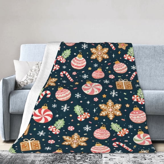 Christmas Blanket Gingerbread Candy Gift Soft Cozy Throw Blanket Gift for Women Family 50x40