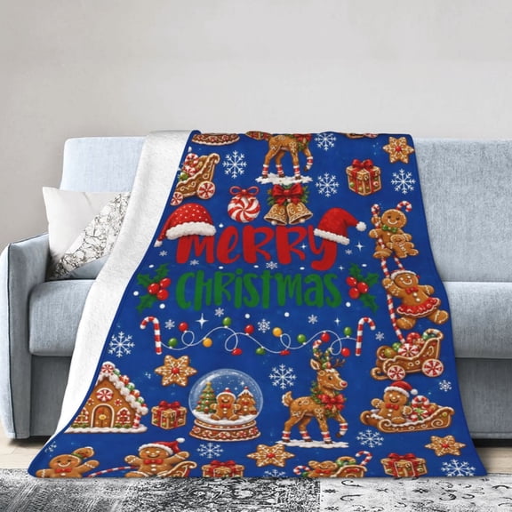 Christmas Blanket Gingerbread Snowflake Gift Soft Cozy Throw Blanket Gift for Women Adults 50x40
