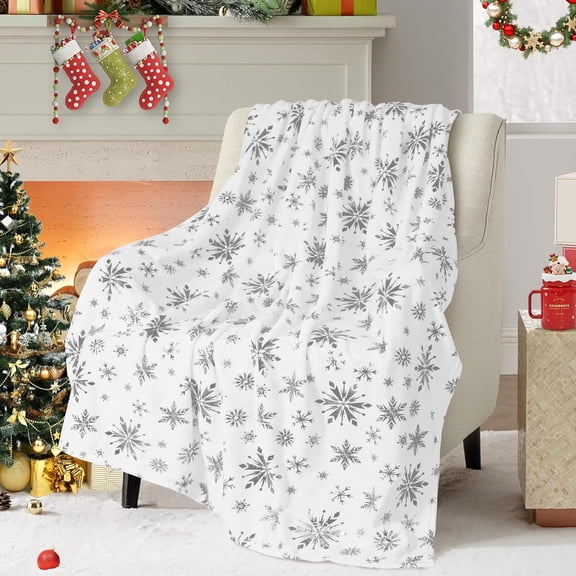 Christmas Blanket Gold Christmas Throw Blanket, Christmas Blankets and Throws Soft Warm Flannel Christmas Throw Blankets for Couch, Bed, Sofa, 50 x 60 Inch, Gold