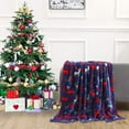 thumbnail image 1 of Christmas Blanket, Holiday Blanket, Double Sided Velvet Christmas Throw, Flannel Printed Polyester Blanket in Dark Blue for Sofa Bedding Decor, 1 of 6