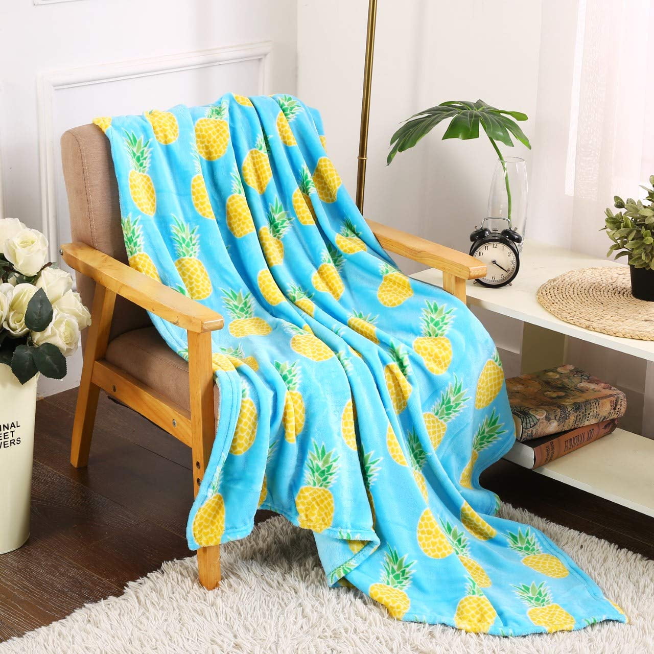 Christmas Blanket Holiday Printed Fleece Throw Blanket, Blue, Standard Throw