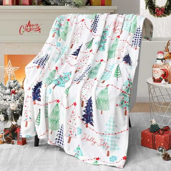 Christmas Blanket Red Buffalo Plaid Christmas Throw Blanket, Reindeer Christmas Blankets and Throws Soft Warm Flannel Christmas Throw Blankets for Couch, Bed, Sofa, 50 x 60 Inch