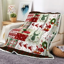 Christmas Blanket，Reindeer Santa Claus Snowflake Pattern Christmas Throw Blanket, Red Plaid Super Soft Christmas Throws for Winter Bedding Couch, 60x50 inch