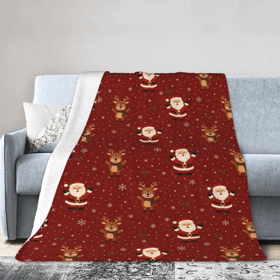 Christmas Blanket Santa Reindeer Snowflake Soft Cozy Throw Blanket Gift for Women teenager 50x40