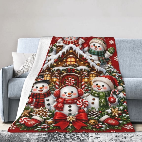 Christmas Blanket Snowman Cartoon Soft Cozy Throw Blanket Gift for Women teenager 50x40