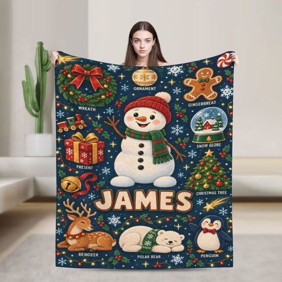 Christmas Blanket Snowman Holiday Flannel Throw Blanket Gift for Kids and Family 50x40 in