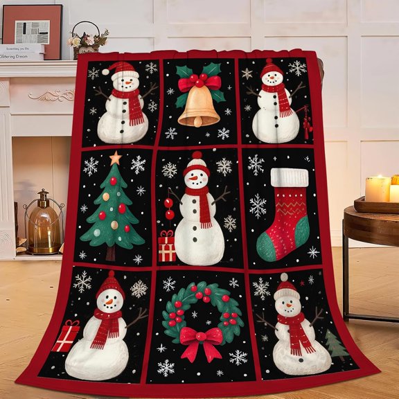 Christmas Blanket Snowman Throw Blanket Winter Snow Soft Cozy Fleece Fuzzy Stuff Plush Flannel Gifts for Girls Women Boys Kids Adults 40''''x50''''