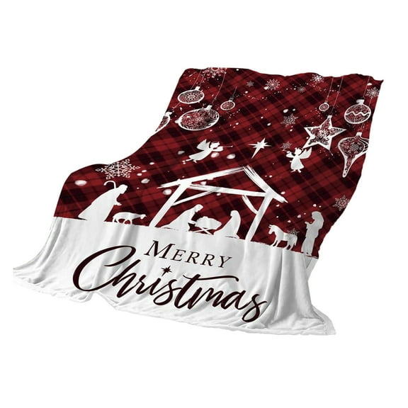 Christmas Blanket, Sofa Throw Blanket, Soft Breathable Fuzzy Polyester Throw for Couch, Machine Washable Multicolor Lightweight Throw Blanket 75x100cm Cozy Warm Comfort