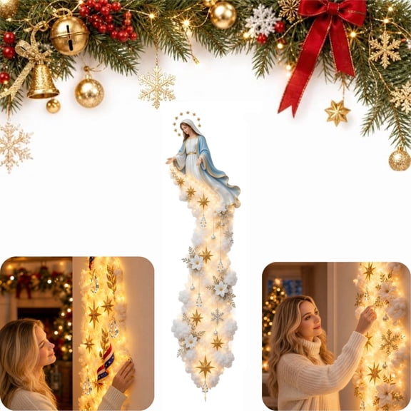 Christmas Blessing Cloud Trail Wall Light Collection sparkling snowflake waterfall cloud lights lighted cloud trail wall hanging ornament for religious holiday gift entryway home decor,B