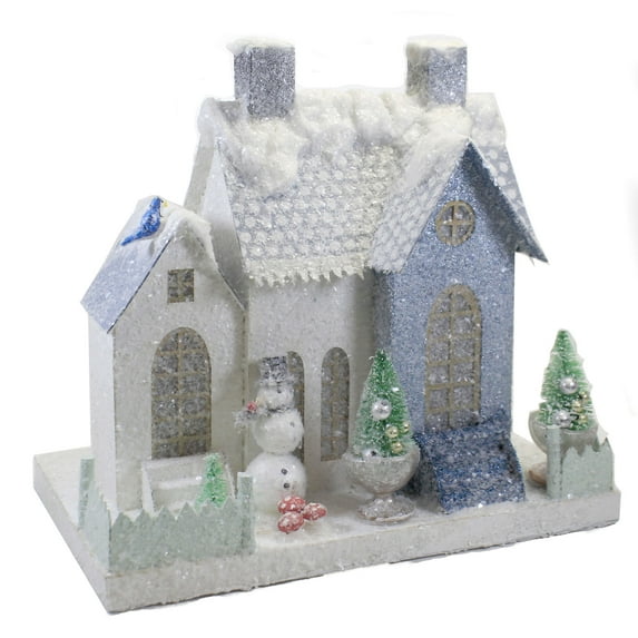 Christmas Blue Bird Cottage Paper Snowman Blue Bird Hou133