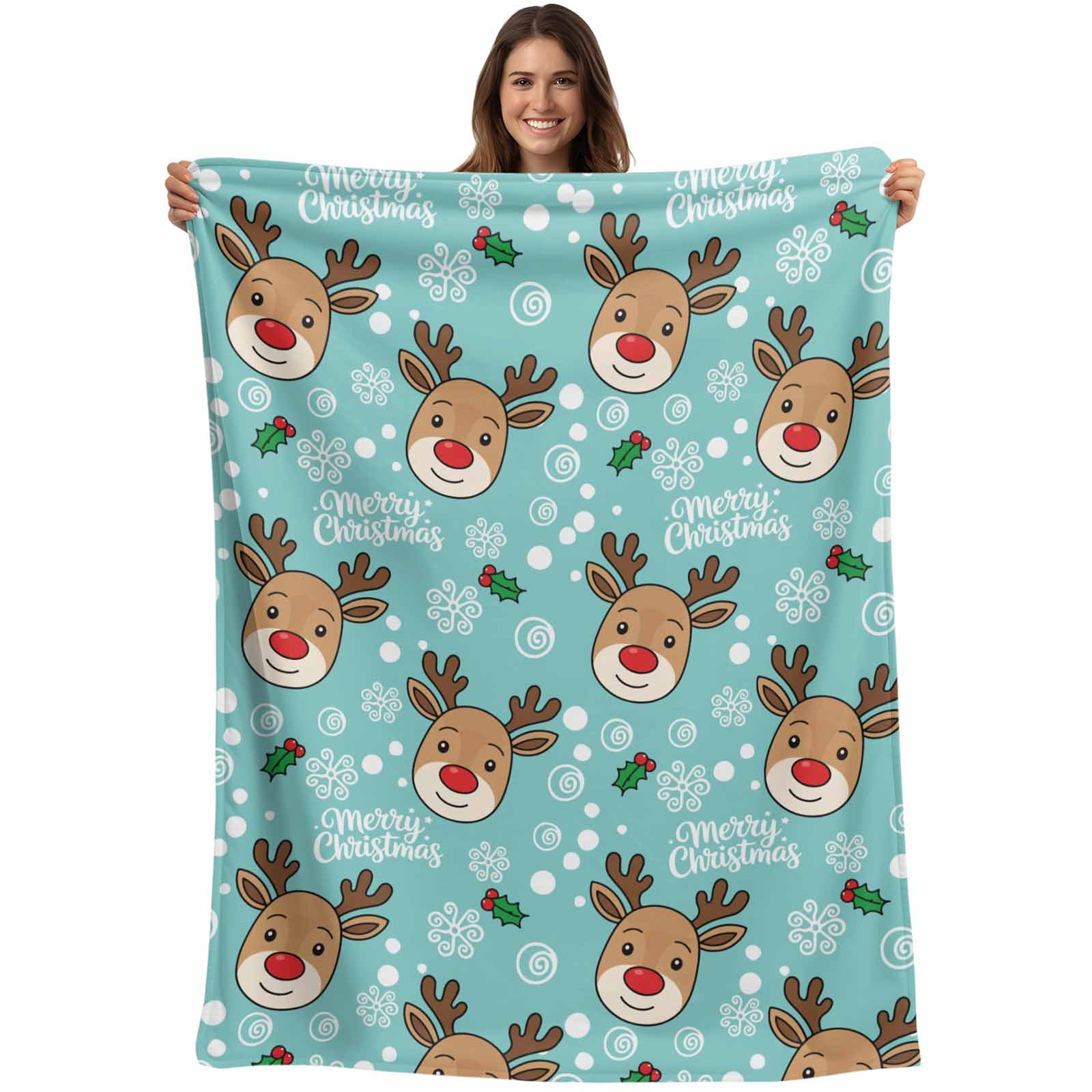 Christmas Blue Blanket Soft Cozy Warm Throw Blanket for Couch, Plush ...