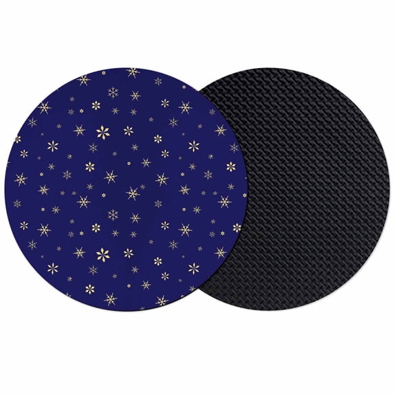 Christmas Blue Coasters Set of 2, Absorbent Coasters for Drinks, Winter Snowflakes Xmas Retro Coaster for Desk Coffee Table Protection, Home Decor House Warming Gifts 4"