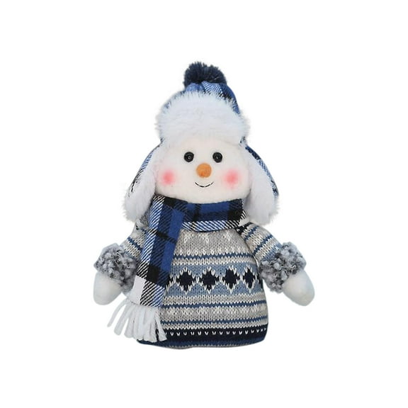 Christmas Blue Fabric Doll Doll Cute Ski Snowman Decoration Window Decoration