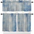 thumbnail image 1 of Christmas Blue Kitchen Curtains and Valances Set, Rod Pocket Curtains Tier Farmhouse Window Curtains 24 Inch Length, Winter Ombre Snowflake Vintage 3 Piece Kitchen Curtains Set, 1 of 6