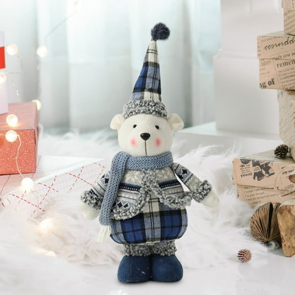 Christmas Blue Plush Reindeer Doll 12 Inch - Soft Stuffed Animal with Cute Short-Legged Standing Design, Festive Holiday Decor for Home, Car, Gift Idea A