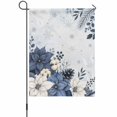 thumbnail image 1 of Christmas Blue Poinsettia House Flag 28 x 40 Inches, Winter Flower Fruits Leaf Snowflakes Weather Proof Outdoor Patio Flags Double Sided Small House Decoration for Yard Lawn Outside Home, 1 of 9