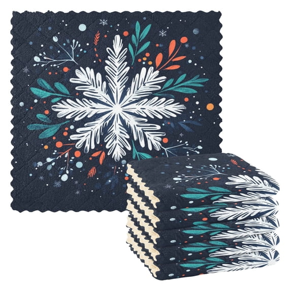 Christmas Blue Snowflake Kitchen Towels 6 Pcs Dish Towels Absorbent Soft Quick Dry Towel Dish Rags for Washing Dishes