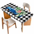 thumbnail image 1 of Christmas Blue Truck Table Cloths for 4 Foot Rectangle Tables, Xmas Tree Bow Rustic White Black Checkered Patio Waterproof Elastic Fitted Tablecloths, Washable Rectangular Table Cover for Camping, 1 of 8