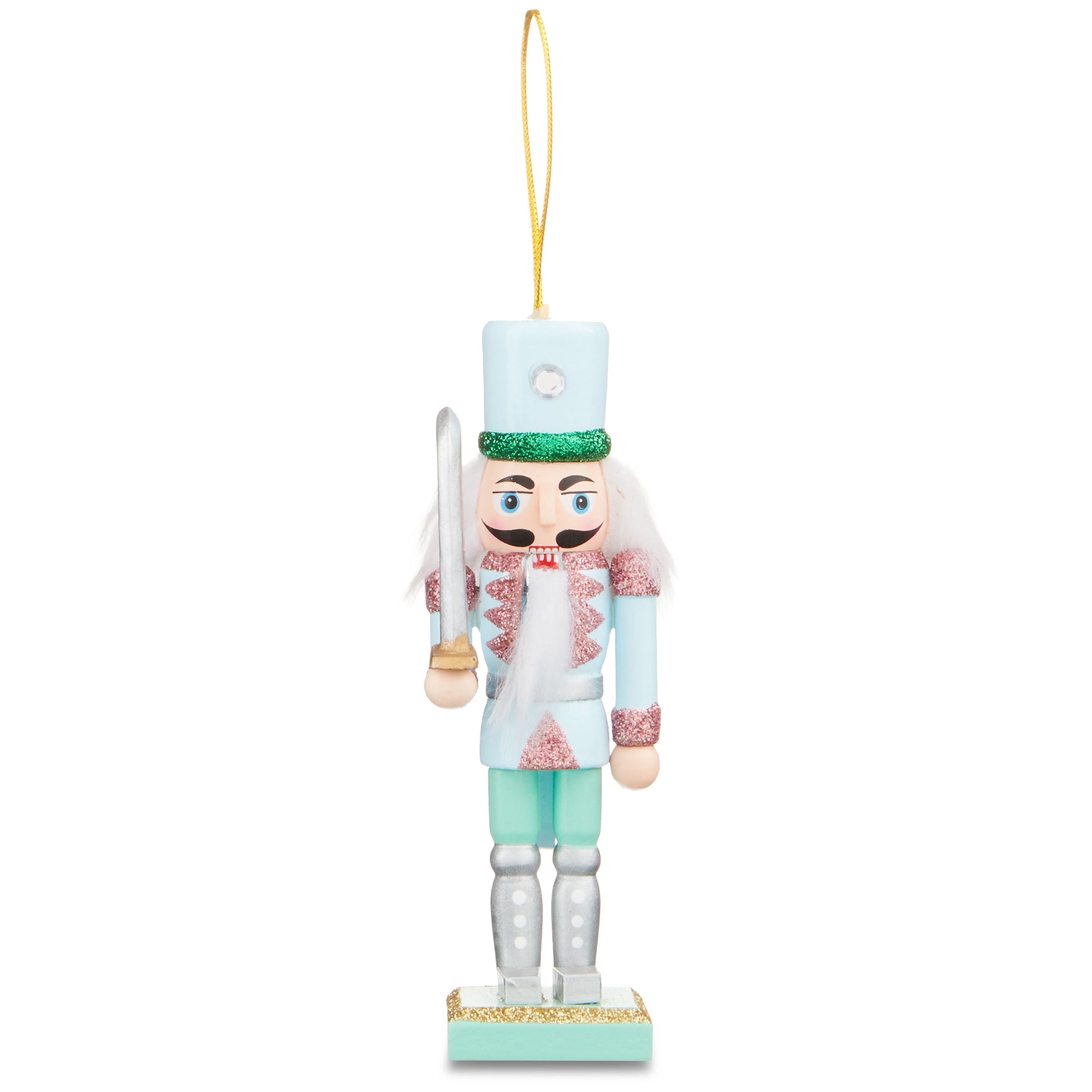 Christmas Blue and Green Nutcracker Soldier Hanging Ornament, Assembled