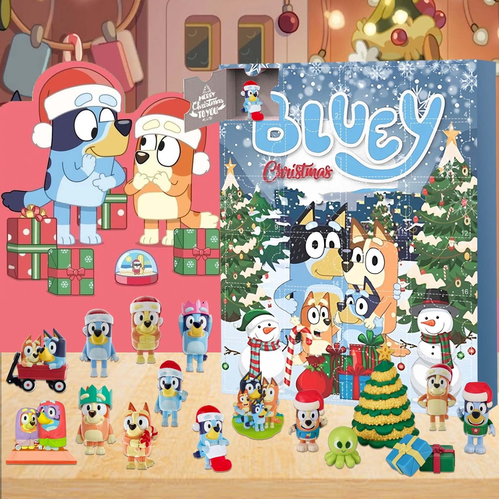 Christmas Bluey Advent Calendar 2024, Kids Holiday Bluey Advent
