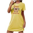 thumbnail image 1 of Christmas Bnwani Nightgown for Women Oversized Crew Neck Short Sleeve Printed Purple Size S-XXL, 1 of 2