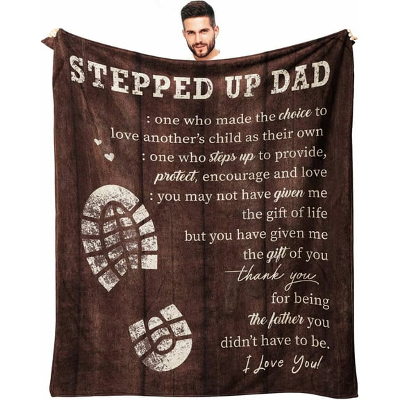 Christmas Bonus Dad Gifts, Xmas Step Dad Gifts from Daughter Son, to Our Bonus Throw Blanket, Step Father Birthday Present Ideas, Stepped Up Present, Best Step-Father Ever