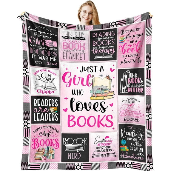 Christmas Book Lovers Gifts for Women, Bookish Gifts for Book Lover Women, Book Club Gifts for Readers Throw Blankets 60" x 50", Xmas Book Lover Gifts for Reading Lovers/Librarian/Bookworm/Book Nerd