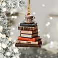 thumbnail image 1 of Christmas Book Tree Ornament 3 Inch Acrylic 2D Book Tree Ornament Stacked Hanging Little Book Christmas Ornament for Indoor and Outdoor Christmas Tree Decor B, 1 of 4