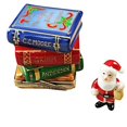 thumbnail image 1 of Christmas Books with Santa Limoges Box Porcelain Figurine, 1 of 4