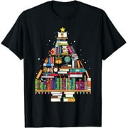 Christmas Bookworm Tree Tee: Perfect Gift for Librarians & Bibliophiles