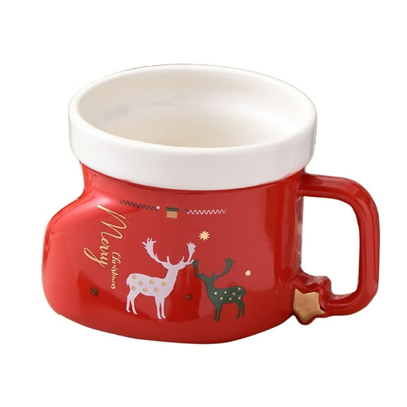 Christmas Boot Mug Deer Christmas Mug Cute Festive Ceramic Coffee Cup Winter Xmas Birthday Tabletop Drinkware Teacup Present for Adults Kids Men Women