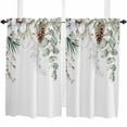 thumbnail image 1 of Christmas Botanical Kitchen Curtain 2 Panels Curtains 54 Inch Length, Eucalyptus Leaves Xmas Pinecone Cotton Curtains Rod Pocket Curtains Window Drapes Treatment Window Cafe Curtains, 1 of 5