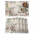 Christmas Botanical Placemats Set of 8,Cotton Linen Fabric Place Mats ...
