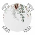 thumbnail image 1 of Christmas Botanical Round Tablecloth for 45-54 Inch Tables,Fitted Table Cover with Elastic Edge,Eucalyptus Leaves Xmas Pinecone Cotton Waterproof Outdoor Table Cloth Protector for Patio Garden Dinner, 1 of 9