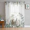 thumbnail image 1 of Christmas Botanical Sheer Curtains 72 Inches Long 2 Panels Set, Window Sheer Curtains for Living Room/Bedroom, Pinecone Eucalyptus Leaves Xmas Light Filtering Rod Pocket Curtain 52'' x 72'' x 2, 1 of 7